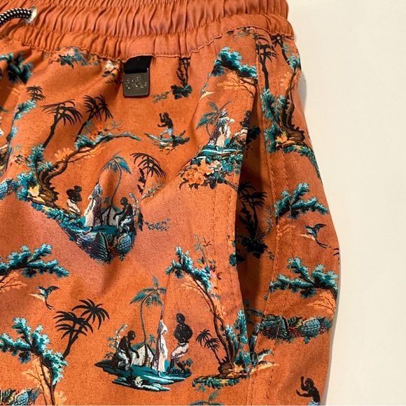 Agua Bendita Joe Pavana brown green tree print Swim Shorts trunks - Picture 6 of 11